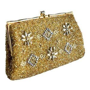 Vintage Delill Aurora Borealis Gold Lobster Clasp Purse Made in Hong Kong